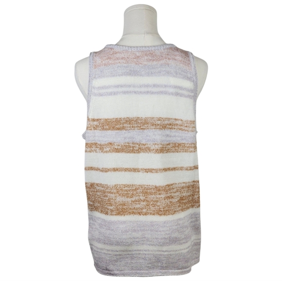 Splendid Artisanal Knit Tank Top XL Striped Marled Cotton Blend Sleeveless Shirt - Picture 4 of 8